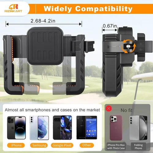 Miniatura 7 de Soporte magnético para carrito de golf, compatible con EZGO/Club Car/Yamaha, con imanes N52 mejorados y rotación de 360°, soporte de teléfono
