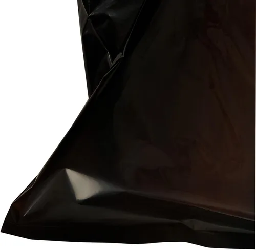 Miniatura 3 de Krodtige Paquete de 100 bolsas de compras negras de 16 x 18 x 2 mil de grosor con asas troqueladas, bolsa de plástico brillante, perfectas