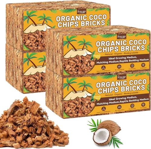 Miniatura 12 de Legigo Chips de fibra de coco de 1.1 libras para plantas - Ladrillo de chips de coco 100% orgánico, mezcla para macetas con bajo equilibrio EC y PH