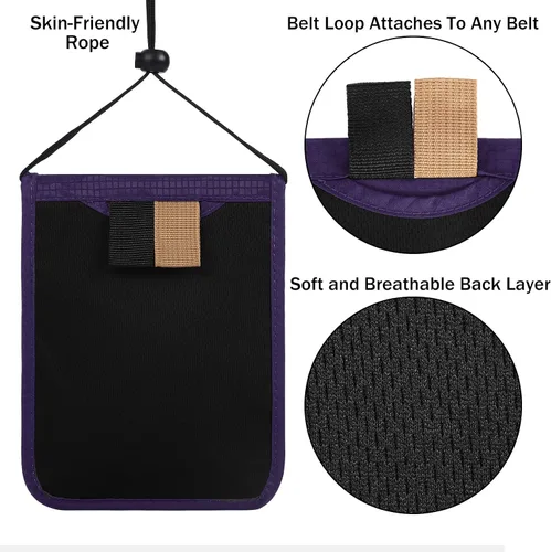 Miniatura 5 de Bolsa de viaje para el cuello, cartera para pasaporte familiar, funda organizadora con bloqueo RFID