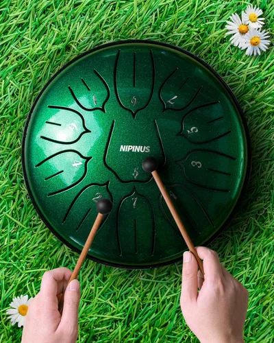 Miniatura 6 de Tambor de lluvia para jardín exterior, tambor de lengua de acero, tambor de lengua de 6 pulgadas, 11 notas, tambor de mano de metal, campanilla