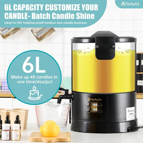 Miniatura 3 de TOAUTO Melter digital de cera de 12 libras para hacer velas, boquilla fácil de verter, olla de fusión de cera eléctrica grande, con panel de control