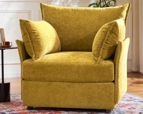 Miniatura 32 de ABCASA Silla de Acento de Gran Tamaño, Sillón Moderno Tapizado con Respaldo Extraíble y Funda Desmontable, Asiento de 24.5 Pulgadas de Profundidad