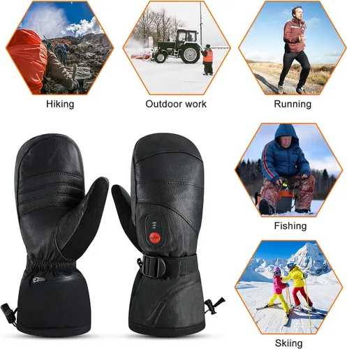 Miniatura 6 de day wolf Heated Gloves for Men Women 7.4V 2200mAh Electric Rechargeable Battery Waterproof Gloves Mitten for Winter Sports Ski Snowboard Camping