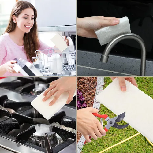 Miniatura 7 de 40 almohadillas para fregar no rayones, reutilizables, para cocina, color blanco, esponjas, multiusos, para suministros de limpieza de cocina