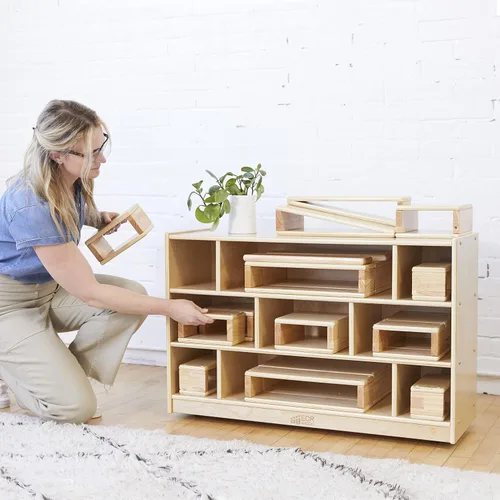 Miniatura 11 de ECR4Kids - Juego de bloques y arcos apilables de madera, juguetes Montessori, natural, 18 piezas