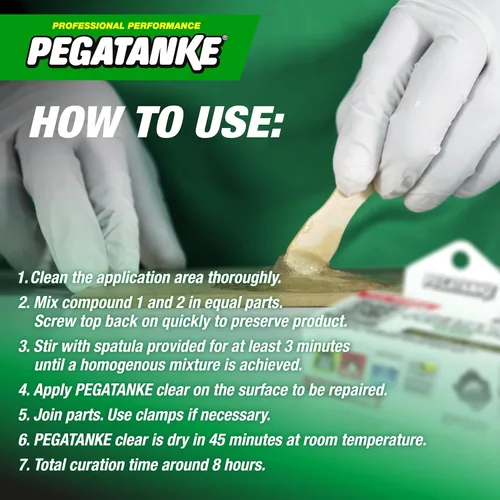 Miniatura 5 de PEGATANKE - Resina epoxi transparente de 2 partes Adhesivo profesional de soldadura en frío Pegamento de metal de alta resistencia para tanques