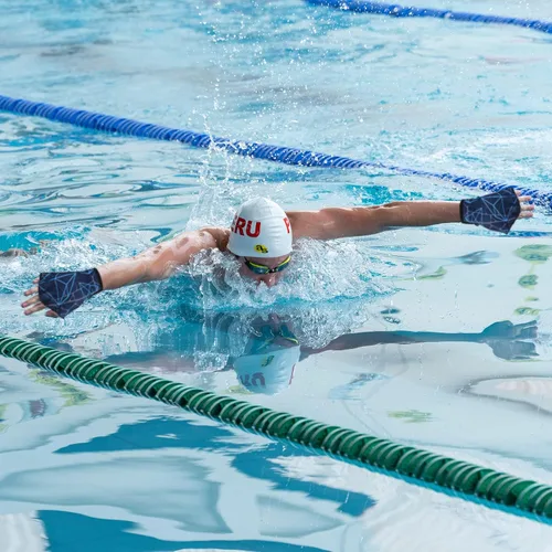 Miniatura 7 de PATIKIL Guantes acuáticos de natación guantes de natación con malla de impresión de resistencia al agua accesorios de entrenamiento para natación