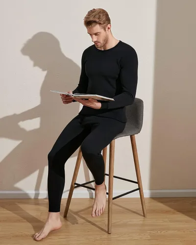 Miniatura 5 de LAPASA Conjunto de ropa interior térmica ultra pesada para hombre, capa base para clima frío extremo, forro polar, pantalones largos M63