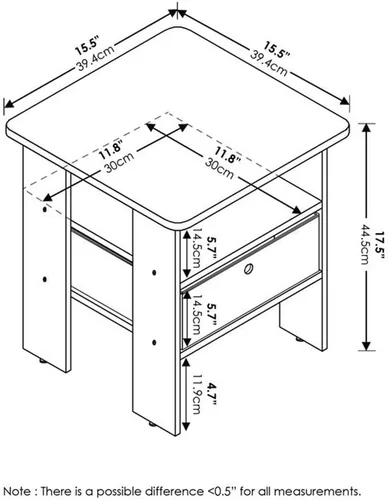 Miniatura 3 de Mesa de noche con cajón Furinno, Madera Roble francés