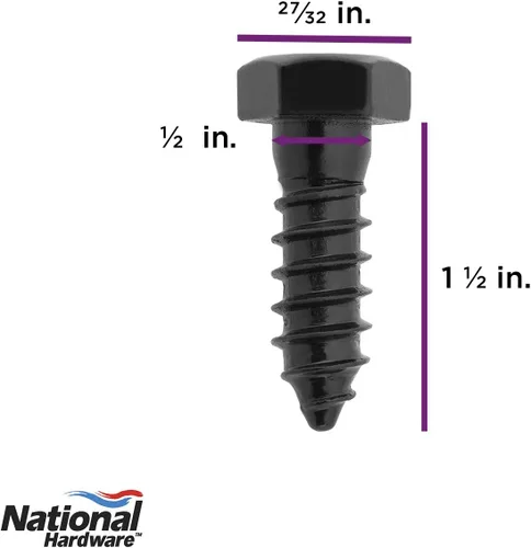 Miniatura 3 de National Hardware N800-123 Tornillos de retención, negro, 1/2" x 1 1/2