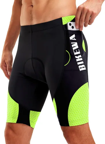 Miniatura 22 de Bikewa Pantalones cortos de ciclismo para hombre, con acolchado 4D, para ciclismo de carretera, con bolsillos con cremallera