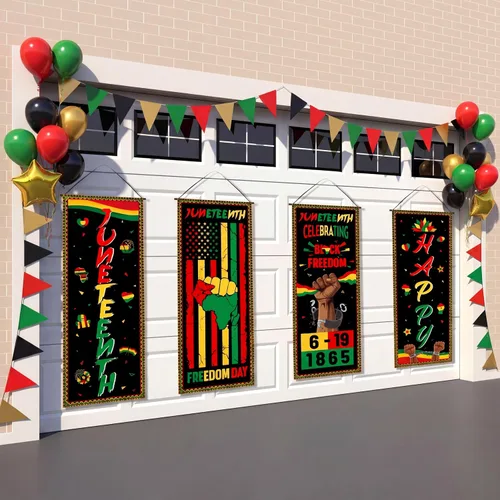 Miniatura 25 de Panelee 4 pancartas decorativas para el 250 aniversario de la bandera patriótica de Estados Unidos, para porche, telón de fondo colgante para el Día