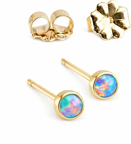 Miniatura 33 de Juego de aretes pequeños de oro con bisel, bola para cartílago, tragus, hélice, múltiples joyas hipoalergénicas de piedra natal para mujer