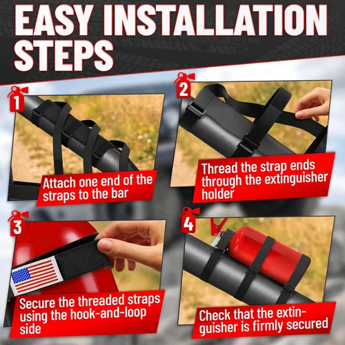 Miniatura 5 de Fire Extinguisher Mount for Vehicle - Adjustable Nylon Strap Fix, No-Drill, Roll Bar Mount, Quick Release Fits 3 lb Extinguishers - Fire