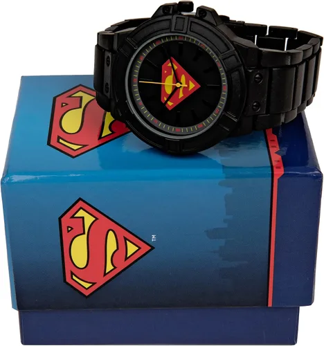 Miniatura 5 de Accutime Watch DC Comics Superman Classic Symbol - Cara de reloj con correa de metal negra, (no especificada), Negro