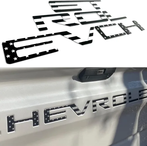 Miniatura 8 de Letras de inserción para portón trasero compatibles con 2019 2020 2021 2022 2023 Emblemas 3D de bandera estadounidense con adhesivo fuerte