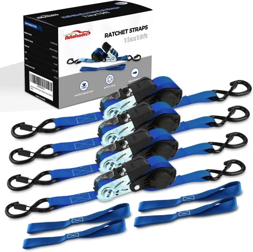 Miniatura 8 de Correa de trinquete NeatStrap con bloqueo de seguridad, ganchos en S de Chromoly - 680 kg de resistencia a la rotura - Correas de trinquete