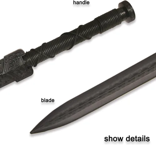 Miniatura 5 de 39" Plastic Martial Arts Polypropylene Training Katana Practice Sword, Black Chinese Tang Dynasty Style Dragon Pattern Decorated Sword with Scabbard