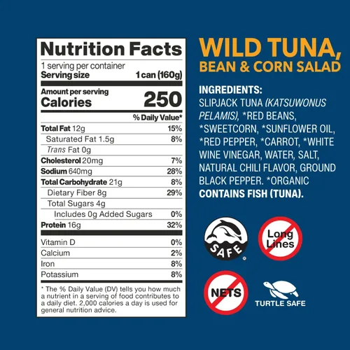 Miniatura 2 de Wild Planet - Atún salvaje listo para comer, ensalada de frijoles y maíz con maíz dulce orgánico, pimientos rojos y zanahorias, 5.6 onzas, paquete