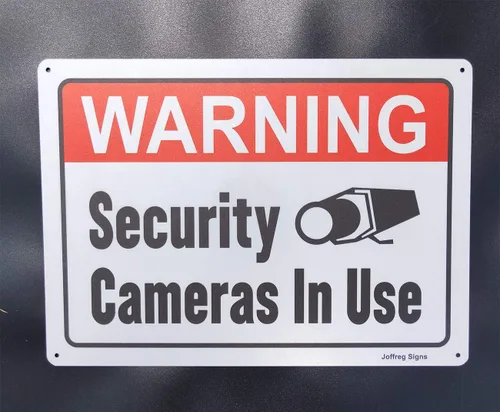 Miniatura 8 de Joffreg Señal de advertencia de cámaras de seguridad en uso, 14 x 10 pulgadas, aluminio reflectante, impresión UV, resistente a la intemperie