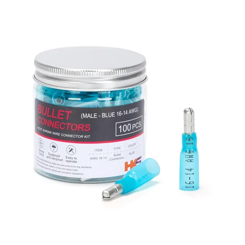 Miniatura 9 de HKS 100 conectores de bala hembra termorretráctiles – 22-16 AWG rojo – Terminales de engarce de cobre estañado – impermeables y aislados