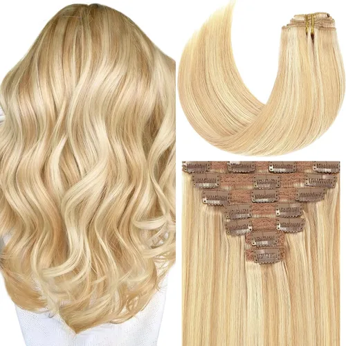 Miniatura 55 de Loxxy Extensiones de cabello humano con clip, sin costuras, 22 pulgadas, color marrón oscuro a castaño oscuro y marrón oscuro, 7 piezas