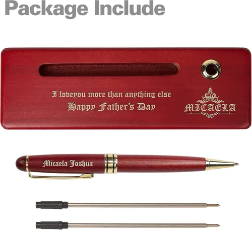 Miniatura 4 de Sistema grabado personalizado de la pluma de madera, pluma ejecutiva y caja con personalización libre, bolígrafo de palo de rosa con estuche