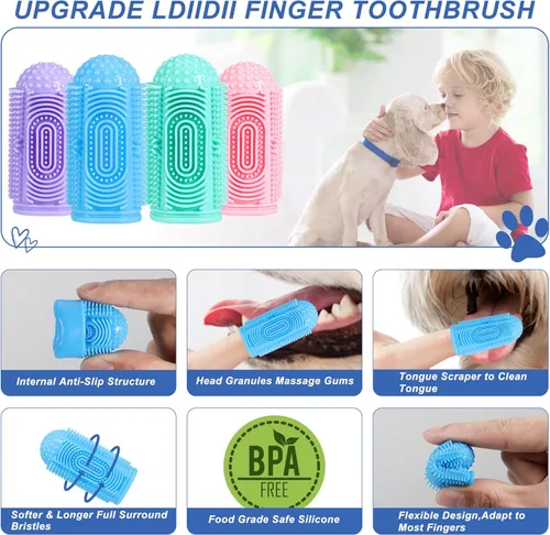 Miniatura 3 de Paquete de 8 cepillos de dientes para perros, kit de cepillado de dientes para perros, cepillo de dientes para limpieza de dientes y cuidado dental