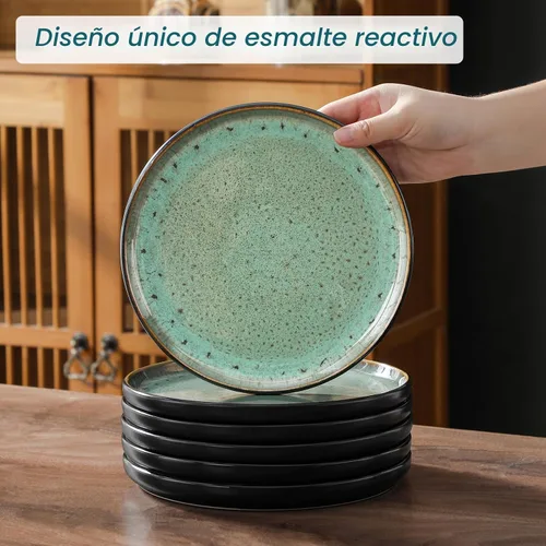 Miniatura 9 de vancasso Juego de platos y cuencos, 24 piezas de juego de vajilla de loza para 8, juego de vajilla de cocina apto para microondas y lavaplatos