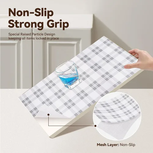 Miniatura 2 de Revestimiento de estante de cajón para armarios de cocina, papel antideslizante no adhesivo, fácil de limpiar, agarre fuerte, grueso, impermeable