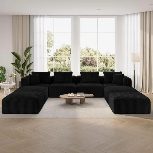 Novilla 141" Sofá seccional modular, sofá seccional moderno en forma de nube con soporte Smarts Coil™, sofá sin huesos en forma de U para sala de