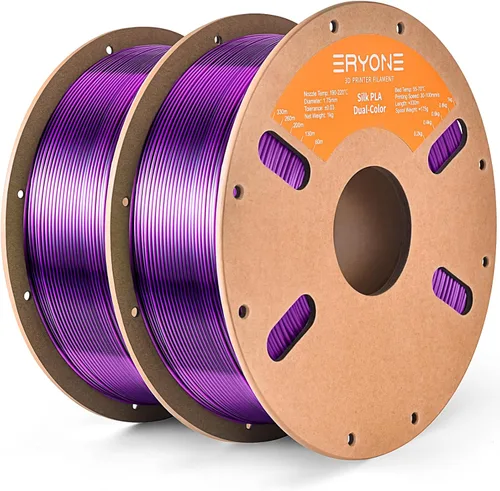 Miniatura 59 de ERYONE Filamento de ácido poliláctico (PLA) de seda bicolor para impresora 3D, de 1.75 mm +/- 0.03 mm, carrete de cartón de 1 kg (2.2 libras)
