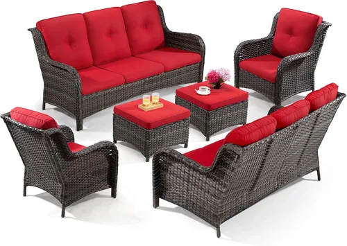Miniatura 36 de Juego de 2 sillas de patio giratorias de 360 grados para exteriores y mesa auxiliar a juego – 3 sillas deslizantes de mimbre para patio con cojines