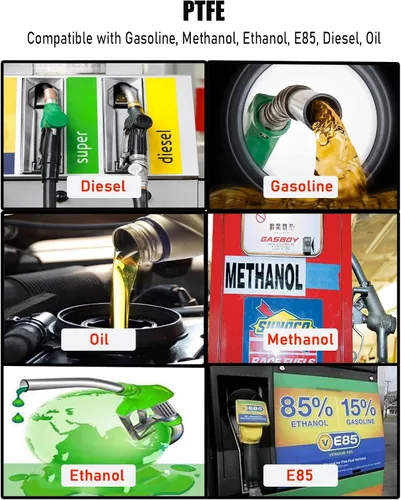 Miniatura 8 de TT Racing AN-10 Acero inoxidable PTFE (teflón) Gas combustible etanol E85 manguera de línea de aceite de 20 pies con kit giratorio de extremo