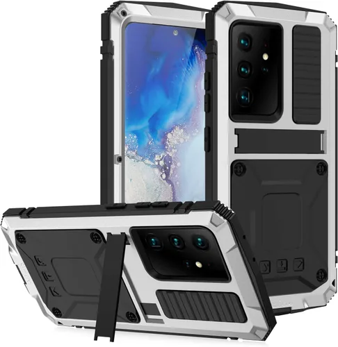 Miniatura 13 de Simicoo Samsung S21 Ultra 5G - Funda de silicona resistente a prueba de golpes, resistente a los golpes, protector de pantalla integrado con soporte