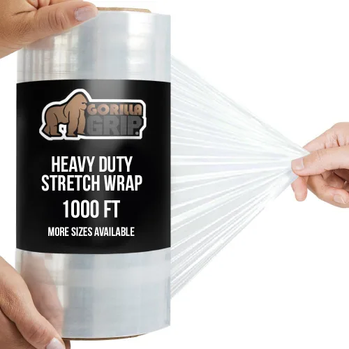 Miniatura 13 de GORILLA GRIP Film extensible 500% de plástico resistente, paquete de 2 rollos de envoltura retráctil de 1200 pies de 17 pulgadas, resistente a