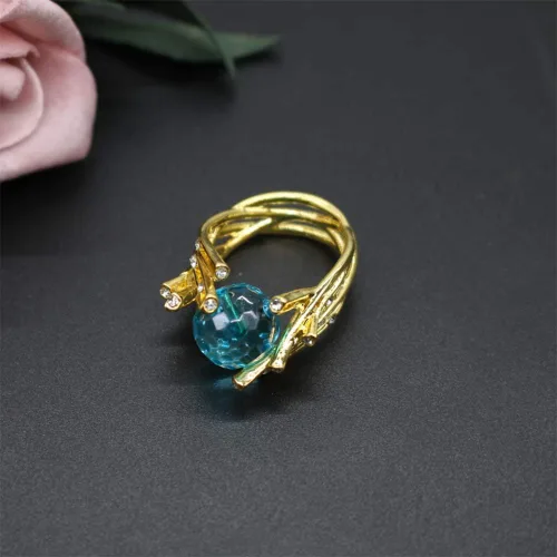 Miniatura 4 de HSQYJ Luxury Blue Red Oval Cubic Zirconia Promise Rings Classic Style Crystal Anniversary Wedding Engagement Bands Cocktail Ring for Women Girl Gold
