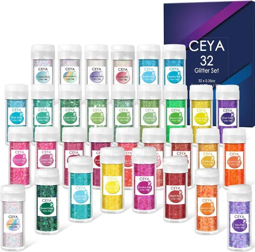 Miniatura 9 de Ceya - Purpurina gruesa, 140 g / 4.9 oz de polvo de purpurina para manualidades, color lila aubergine, con copos finos, lentejuelas iridiscentes 4.9