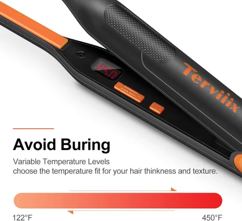 Miniatura 2 de Terviiix - Plancha plana pequeña para cabello corto, temperatura ajustable, lápiz, de hierro, calor rápido, 3/10 pulgadas, plancha de barba de doble