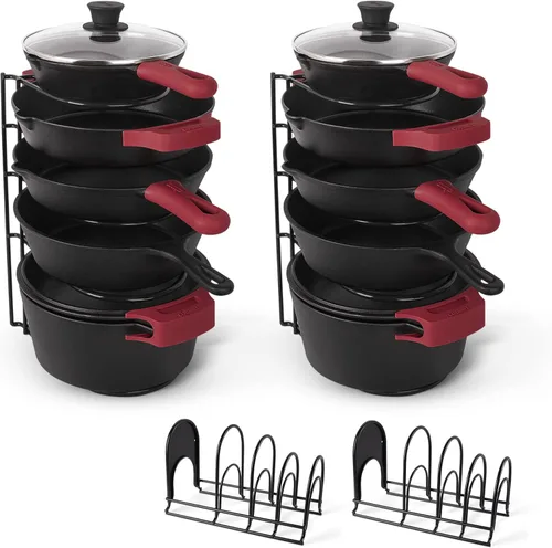 Miniatura 12 de Cuisinel Organizador de ollas y sartenes resistente, estante extra grande de 5 niveles, capacidad para sartenes de hierro fundido, horno holandés