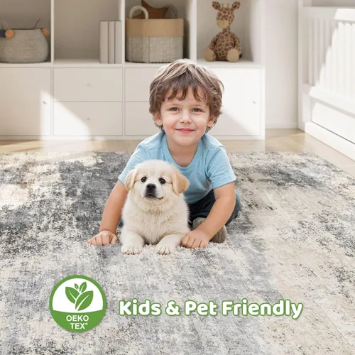 Miniatura 64 de Alfombra de pasillo lavable para cocina: 3 x 10 pies, antideslizante, abstracto, suave, moderno, resistente a las manchas, para interiores, piso