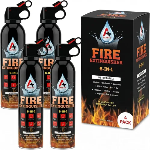 A+ Safety Extintor portátil | Extintor pequeño 6 en 1 para el hogar, garaje, cocina, automóvil | Para incendios eléctricos, textiles y de grasa | No