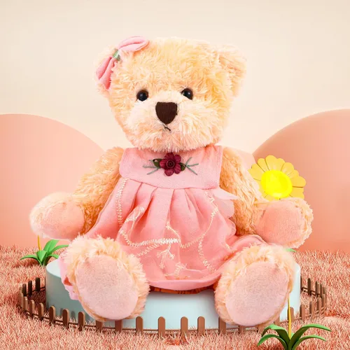 Miniatura 4 de Oso de peluche pequeño en un vestido, lindo juguete de peluche suave, regalo para bebés, niños y niñas en Navidad o día de San Valentín