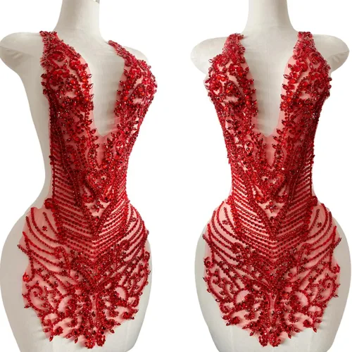 Miniatura 8 de Apliques de diamantes de imitación hechos a mano para coser en cuentas, parches de recorte, accesorios para vestido de novia, parche de encaje