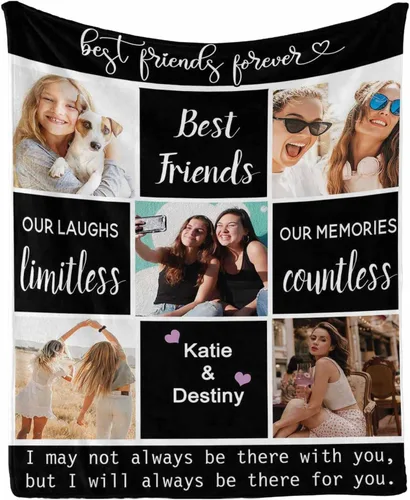 Miniatura 20 de Regalos de cumpleaños para mujeres, manta de amistad personalizada con tus fotos, manta personalizada con mis propias imágenes para hermanas
