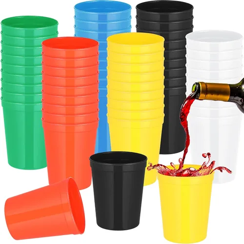 Gerrii 60 vasos grandes de plástico reutilizables de 16 onzas para fiestas, cumpleaños, picnic, deportes, eventos, bodas, fiestas (colores elegantes)