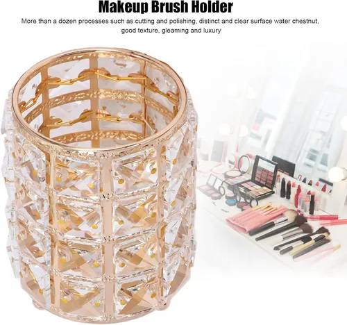 Miniatura 3 de Soporte para lápices, organizador de brochas de maquillaje plplaaoo de estilo europeo, organizador de cosméticos de cristal redondeado de cristal