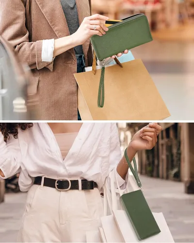 Miniatura 6 de Chelmon - Monedero para mujer de cuero genuino con bloqueo de señal RFID, para tarjetas de crédito