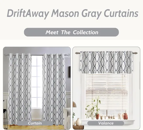 Miniatura 5 de DriftAway Mason - Cortinas térmicas opacas con ojales para ventanas, diseño geométrico de enrejado, 2 paneles, cada uno de 52 pulgadas por 63 Gris